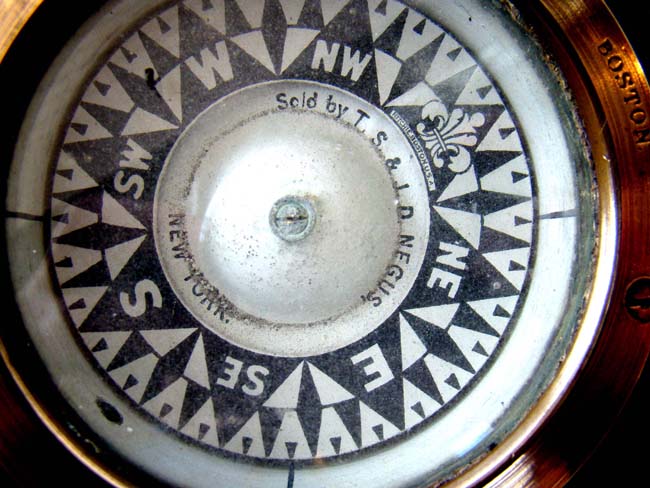 A Beautiful 19th century small boat Compass signed 'E.S. Ritchie, Boston' and retailed by Negus, New York, circa 1869